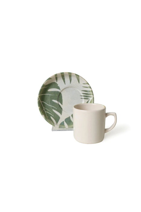 Hermia Juego de Tazas de Café Blanco y Verde de 12 Piezas
